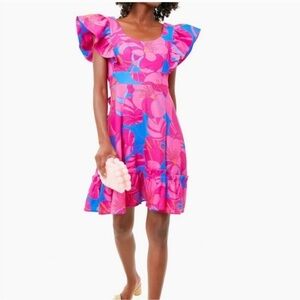 Tuckernuck Cameran Eubanks Wild Azalea Edisto Dress Pink Blue Ruffle